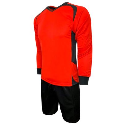 Goalkeeper Jersey Set, Padded Goalie Shirt and Padded Goalkeeper Short (3 Colors, Neon, Orange and Red) (XXXX-Small (Youth Small 4-6 Years), Red)