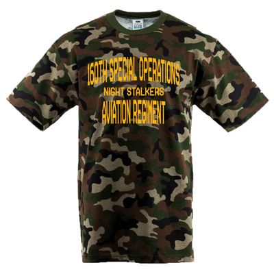 160th Special Operations Aviation Reg Night Stalkers Camouflage Short Sleeve Tee Shirt - Medium