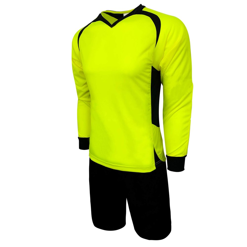 Goalkeeper Jersey Set, Padded Goalie Shirt and Padded Goalkeeper Short (3 Colors, Neon, Orange and Red) (XXX-Small (Youth Medium 7-9 years), Neon)