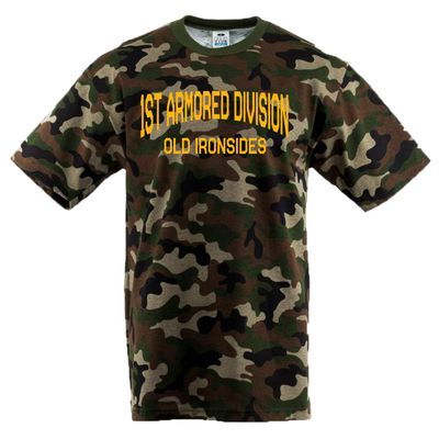 1st Armored Div Old Ironsides Camouflage Short Sleeve Tee Shirt - XX-Large