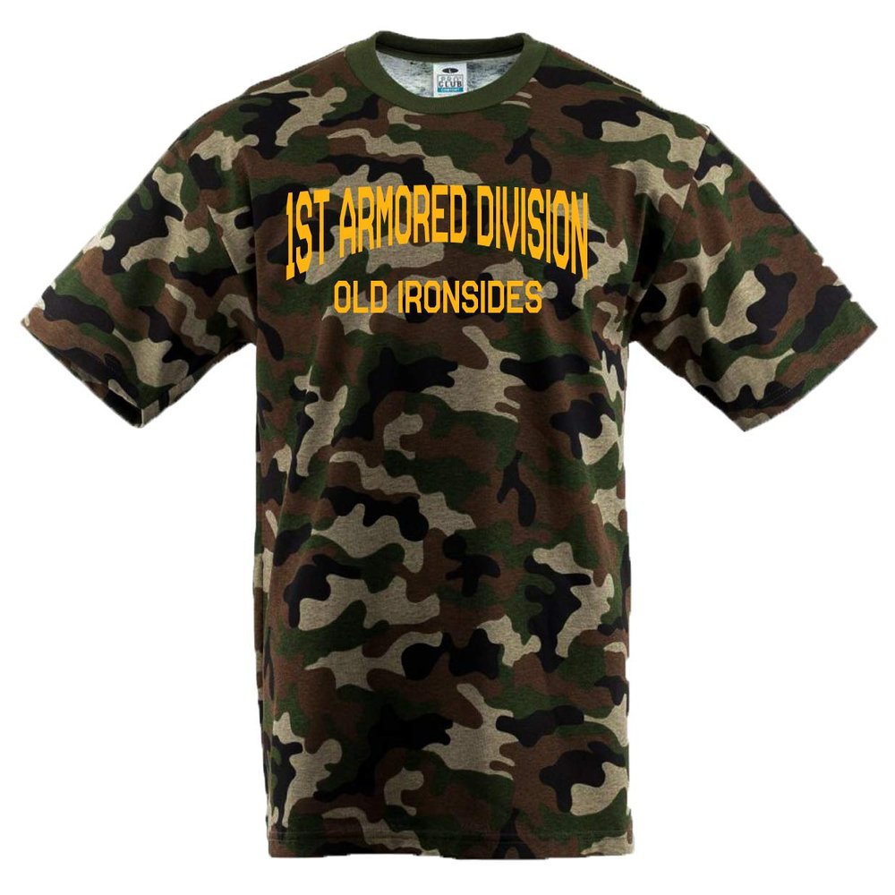 1st Armored Div Old Ironsides Camouflage Short Sleeve Tee Shirt - XX-Large