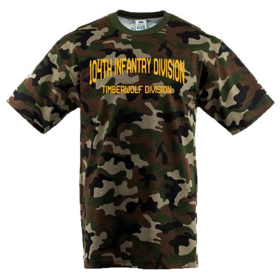 104th Infantry Div Timberwolf Div Camouflage Short Sleeve Tee Shirt - XXX-Large