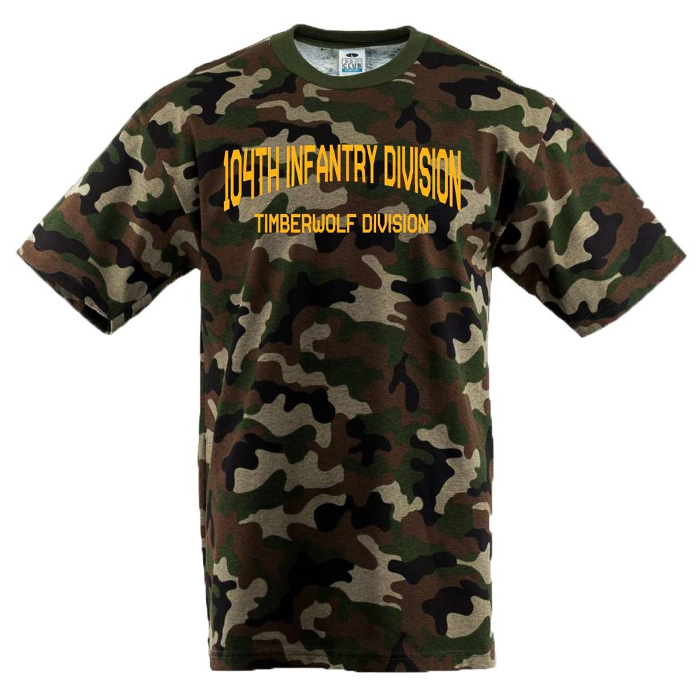 104th Infantry Div Timberwolf Div Camouflage Short Sleeve Tee Shirt - XXX-Large