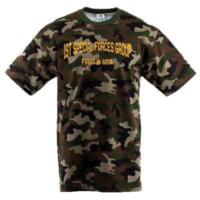 1st Special Forces Group First in Asia Camouflage Short Sleeve Tee Shirt - XXX-Large