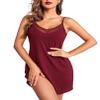 Ekouaer Nightgowns for Women Mesh V Neck Tank Chemise Sleeveless Sleepwear Silp Nighty Dress Spaghetti Strap Babydoll Lingerie, Red, X-Large view 1