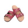 FOCO NCAA Oklahoma Sooners Women's Mini Print Wordmark Adjustable Double Buckle Straps Sandals, Team Color, XL (11-12)