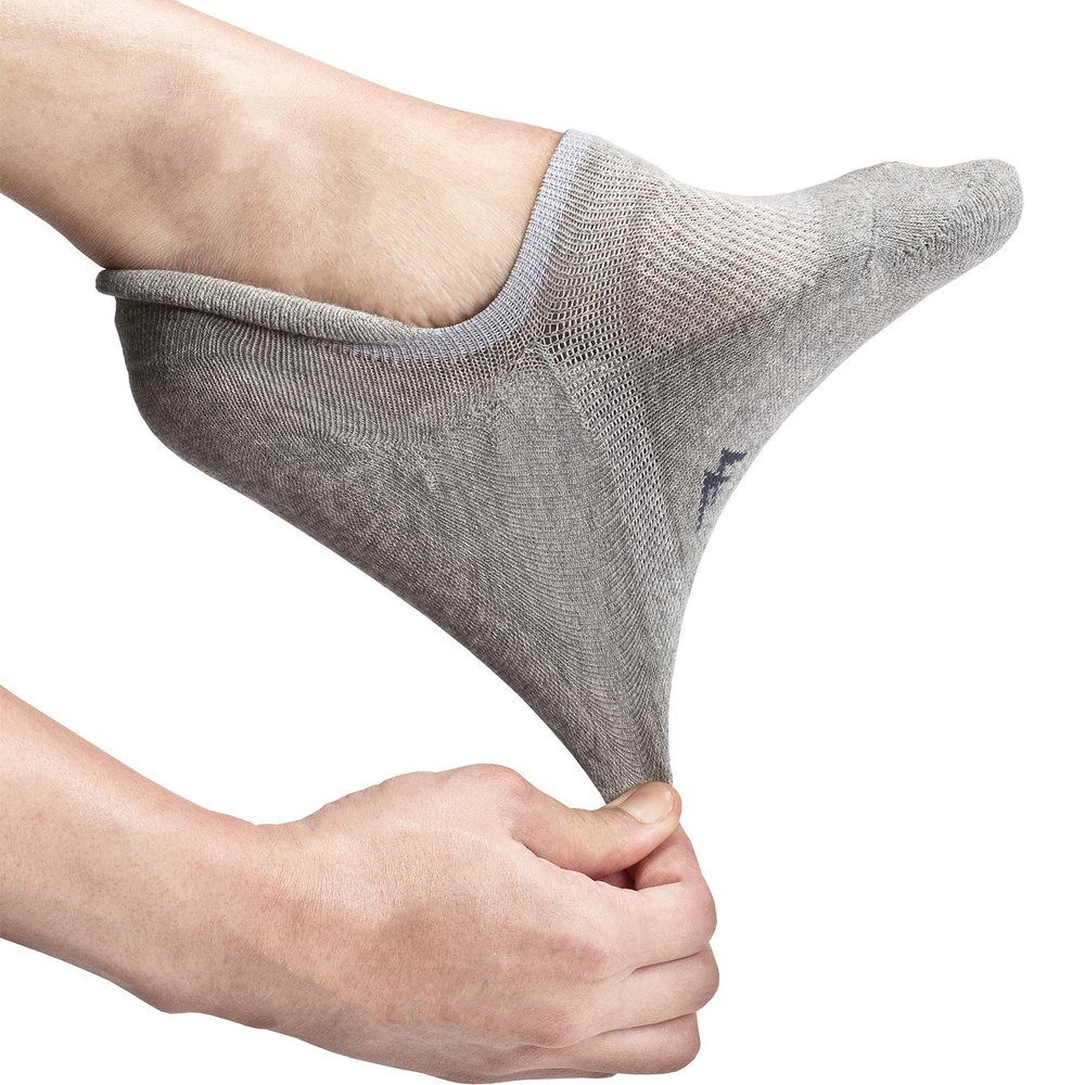 Pro Mountain Wide Toe Box No Show Running Socks For Health Women Arch Support Athletic Workout Gym Heel Tab Size S Grey 6 Pairs Instep Mesh US Women Shoes 6-8