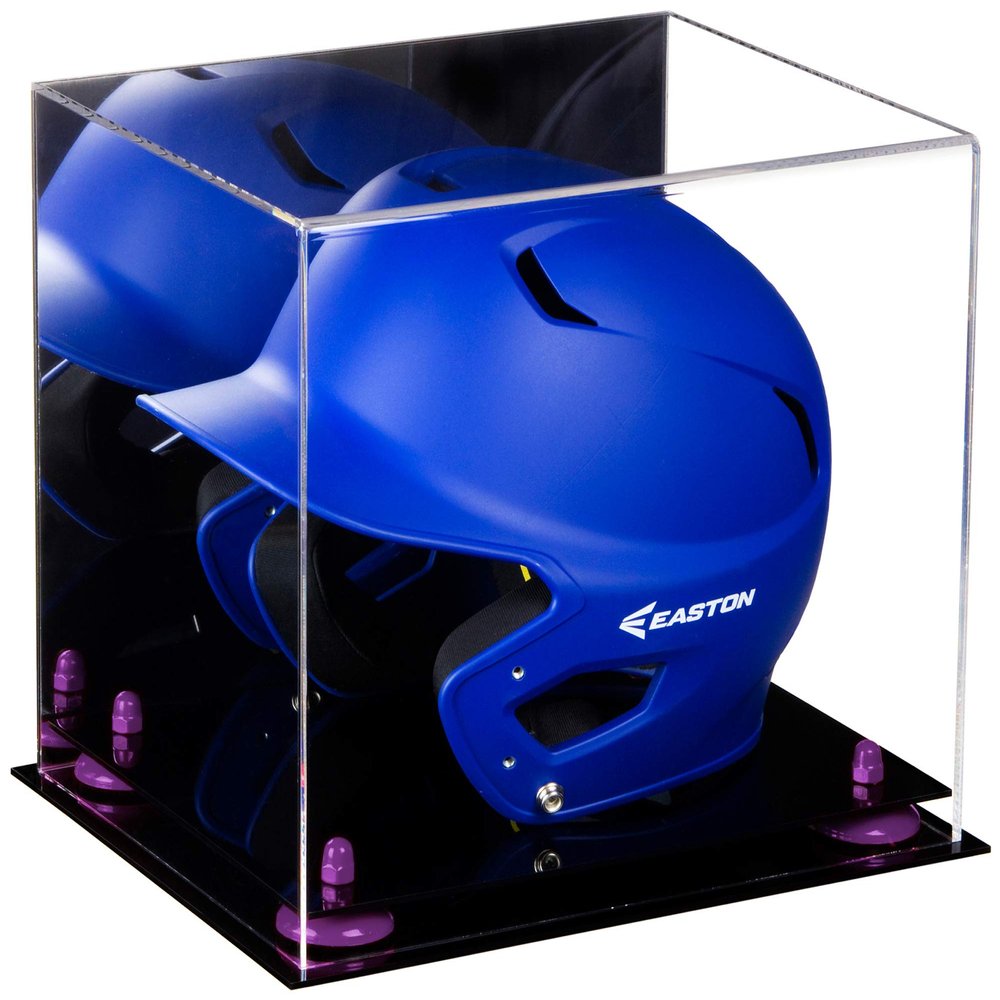 Better Display Cases Versatile Acrylic Display Case - Medium Rectangle Box with Mirror, Purple Risers and Black Base 12.25" x 10" x 10.5" (V22)
