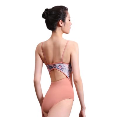 119141028 Floral Dance Leotards Fashion New Girls Ballet Camisole Leotards (Orange Peach, S)