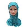 Ylucky Girls Muslim Hijab Floral Lace Head Scarf Kids Islamic Arab Scarf Shawls Head Wrap with Flowers view 2