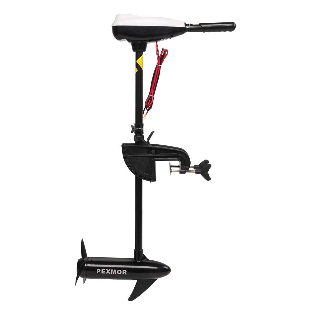 PEXMOR 55LBS Thrust 8 Speed Electric Trolling Motor, Electric Outboard Boat Motor w/Adjustable Handle & LED Indicator, Transom Mounted for Saltwater, Kayak, Fishing Boat