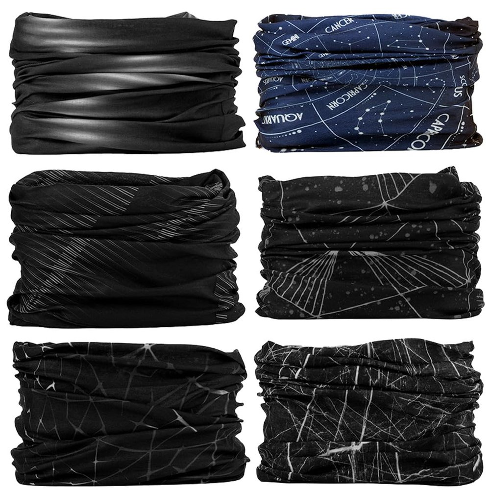 MOBEST Neck Gaiter Mask Face Scarf Bandana Tube Cover Headwear Balaclava Headband Headwrap for Men and Women (6-Men)