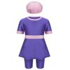 Freebily Kids Girls 3PCS Full Over Muslim Burkini Swimsuit Short Sleeves Rashguard Top Shorts Swimming Cap Set Swimwear Purple 18-24 Months view 1