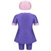 Freebily Kids Girls 3PCS Full Over Muslim Burkini Swimsuit Short Sleeves Rashguard Top Shorts Swimming Cap Set Swimwear Purple 18-24 Months view 2