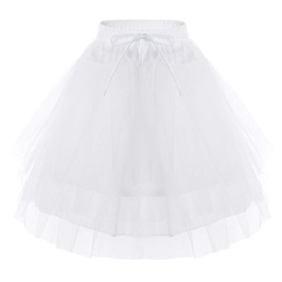 easyforever Kids Flower Girls Puffy 3 Hoops Waist Drawstring Petticoat Wedding Pageant Party Dress Crinoline Underskirt White B One Size