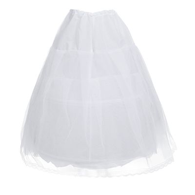 easyforever Kids Flower Girls Puffy 3 Hoops Waist Drawstring Petticoat Wedding Pageant Party Dress Crinoline Underskirt (White D)