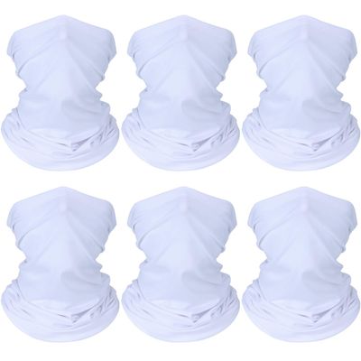 Geyoga 6 Pack Neck Gaiter Bandana Face Mask Summer UV Protection Cooling Breathable Face Mask Neck Scarf Balaclava for Men Women (White)