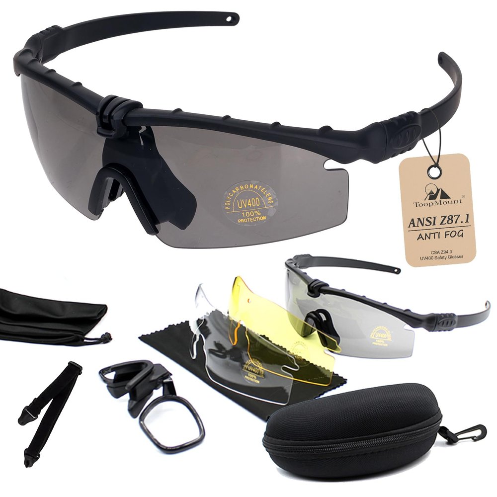 ToopMount Sports Goggles Anti Fog Glasses Sunglasses with 3 Interchangeable Lens