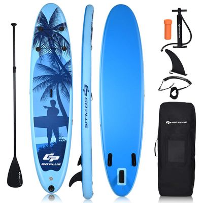 Goplus Inflatable Stand Up Paddle Board, 6.5 Thick SUP with Premium Accessories and Carry Bag, Wide Stance, Bottom Fin for Paddling, Surf Control, Non-Slip Deck, for Youth and Adult (Blue, 9.8ft)