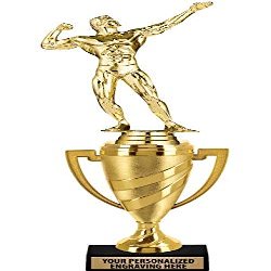 Crown Awards Bodybuilding Trophy, 14" Gold Cup Male Bodybuilder Trophies with Free Personalization, 5 Pack