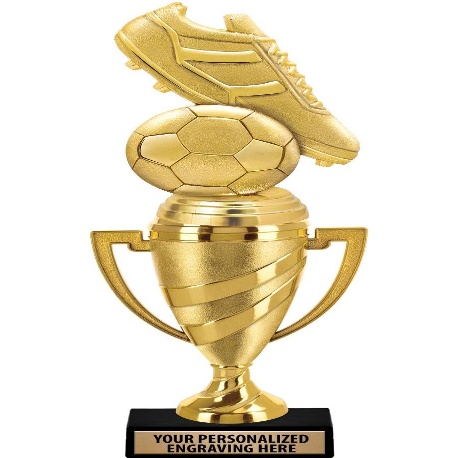 Crown Awards Soccer Trophy, 14" Gold Cup Soccer Team Trophies with Free Personalization, 5 Pack