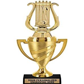 Crown Awards Music Trophy, 12.5" Gold Cup Musical Lyre Trophies with Free Personalization, 5 Pack