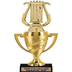 Crown Awards Music Trophy, 12.5" Gold Cup Musical Lyre Trophies with Free Personalization, 5 Pack