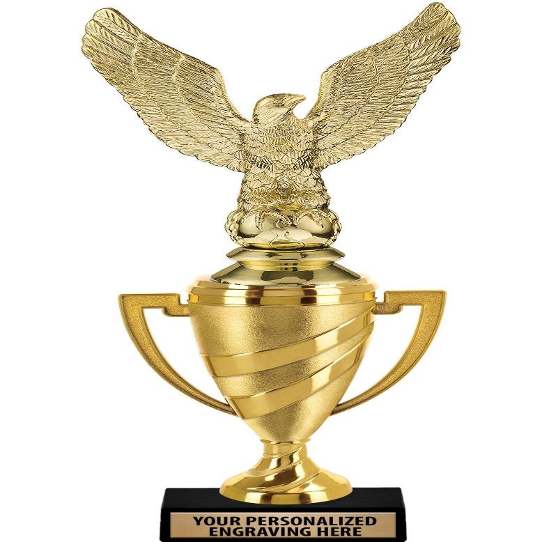 Crown Awards Eagle Trophy, 14" Gold Cup Eagle Trophies with Free Personalization, 5 Pack