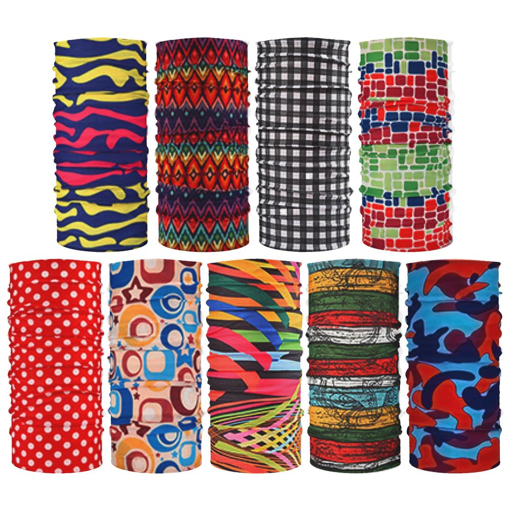 HCMY 9 Pack Balaclavas Neck Gaiter for women Multifunctional Magic Scarf Outdoor Headwear Bandana Tube UV Face Mask for men