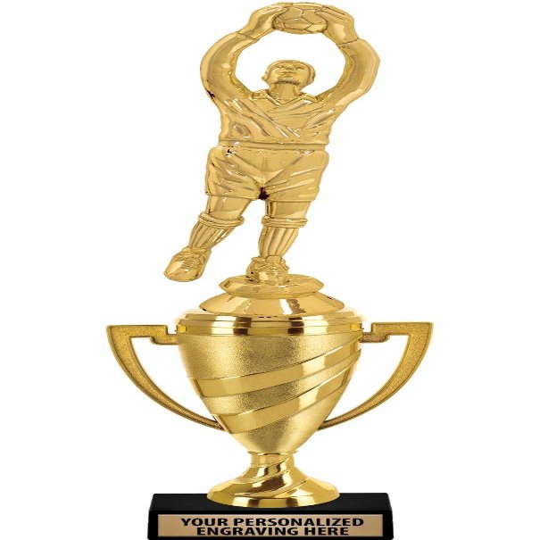 Crown Awards Soccer Trophy, 14" Gold Cup Soccer Goalie Trophies with Free Personalization, 5 Pack