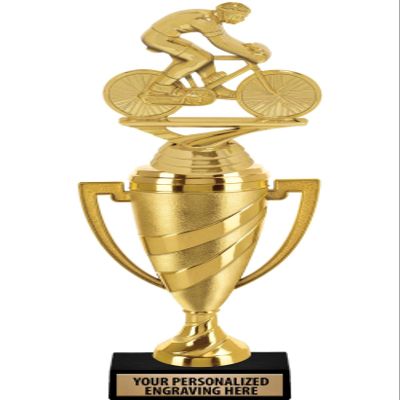 Crown Awards Cycling Trophy, 14" Gold Cup Male Cycling Trophies with Free Personalization, 5 Pack
