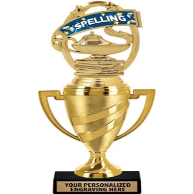 Crown Awards Spelling Bee Trophy, 14" Gold Cup Spelling Bee Trophies with Free Personalization, 5 Pack