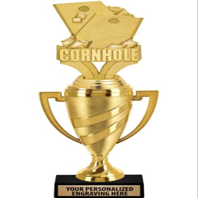 Crown Awards Cornhole Trophy, 14" Gold Cup Cornhole Trophies with Free Personalization, 5 Pack