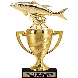 Crown Awards Fish Trophy, 14" Gold Cup Tuna Fish Trophies with Free Personalization, 10 Pack Prime