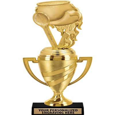 Crown Awards Cooking Trophy, 14" Gold Cup Chili Pot Cook Off Trophies with Free Personalization, 5 Pack