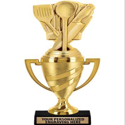 Crown Awards Cooking Trophy, 14" Gold Cup Chef Hat Cooking Trophies with Free Personalization, 5 Pack