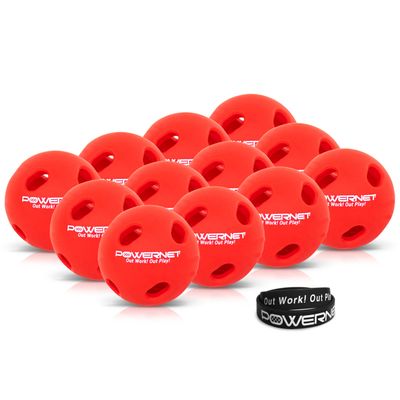 PowerNet Micro Crusher Training Baseballs, Baseball Hitting Trainer for Improved Speed, Power & Coordination, Batting Practice Baseballs 12 Pack (Red)