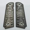 Compatible with Colt 1911 1911 Custom Grips 1911 Full Size Metal Grips Ambi Cut Scroll Black Nickel view 1