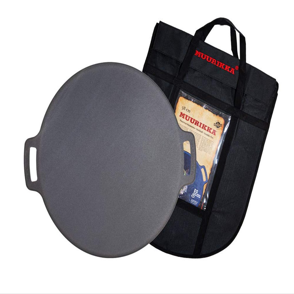 Muurikka Grill Pan 58 cm with Protective Bag, Outdoor Pan, Fire Pan Made of Robust Rolled Steel for Campfire & Grill