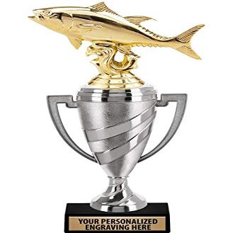 Crown Awards Fish Trophy, 11.525" Silver Cup Tuna Fish Trophies with Free Personalization, 10 Pack