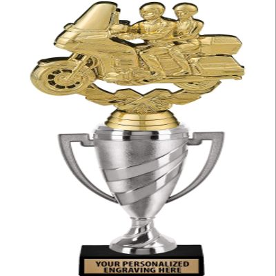 Crown Awards Bike Touring Trophy, 12.15" Silver Cup Bike Touring Trophies with Free Personalization, 5 Pack