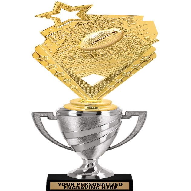 Crown Awards Fantasy Football Trophy, 14.15" Silver Cup Fantasy Football Trophies with Free Personalization, 5 Pack