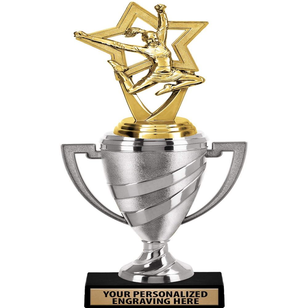 Crown Awards Cheerleading Trophy, 13.15" Silver Cup Cheer Team Trophies with Free Personalization, 5 Pack Prime