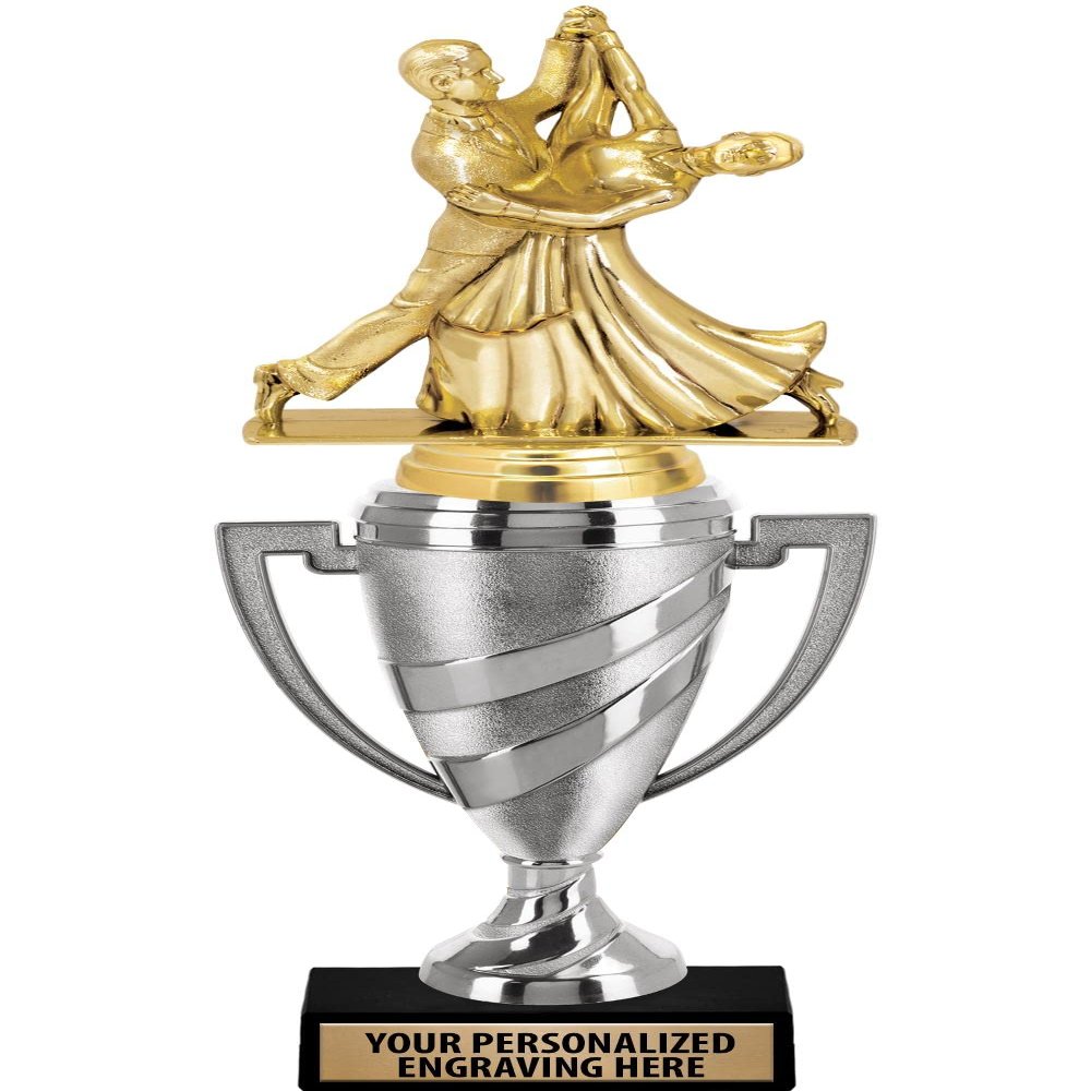 Crown Awards Ballroom Waltz Trophy, 13.15" Silver Cup Dancing Trophies with Free Personalization, 5 Pack