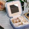Benevolence LA Plush Velvet Jewelry Box | Travel Jewelry Case Organizer with Mirror | Featured in Oprah's Favorite Things | Best Gifts For Daughter, Girlfriend, Mom | Gifts For Her - Periwinkle Blue view 3