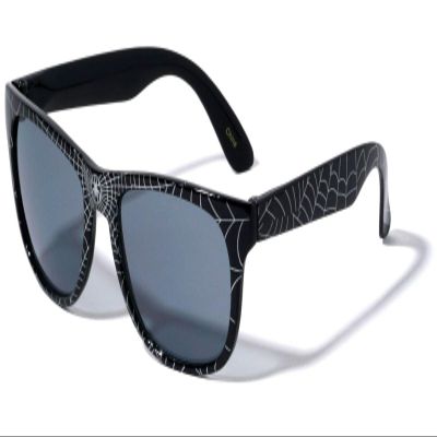 Kids Youth Boys Superhero Spider Web Square Sunglasses (Black Frame, Black Smoke Lenses)