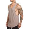 ZUEVI Men's Muscular Cut Open Sides Tank Tops Bodybuilding T-Shirts (Khaki-XL) view 2