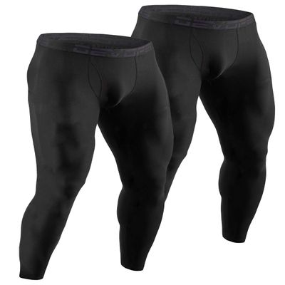 DEVOPS Men's Thermal Compression Pants, Athletic Leggings Base Layer Bottoms with Fly (Small, Black/Black)