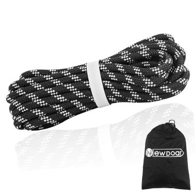 NewDoar Static Climbing Rope - 8mm (5/16c) / 10mm (3/8) Double Braid Accessory Cord for Rock,Hauling, Prusik, Survival - Pre-Cut 20FT, 50FT, 100FT, 165FT Lengths - Outdoor, Fire Rescue Equipment