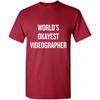 realpeoplegoods Videographer Gift - Filmmaker Shirt - Videographer Unisex Tee - Movie Maker - World's Okayest Videographer Crimson view 1